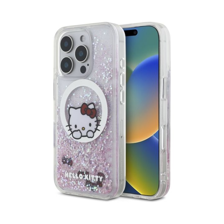Hello Kitty HKHMP16LLSWKH iPhone 16 Pro  6.3" biały/white hardcase Liquid Glitter Sweet Kitty Bows MagSafe na NearMe.pl