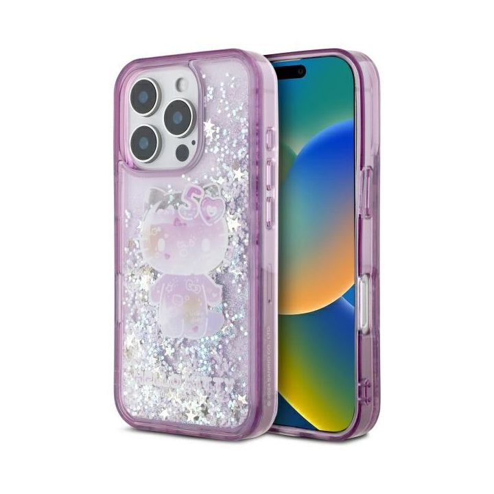 Hello Kitty HKHCP16LL50PPU iPhone 16 Pro 6.3" fioletowy/purple hardcase Liquid Glitter 50TH Anniversary Party na NearMe.pl