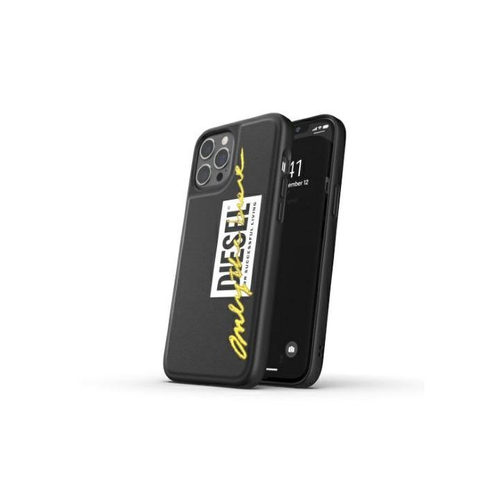 Diesel Moulded Case Embroidery iPhone12 Pro Max czarno-limonkowy/black-lime 42508 na NearMe.pl