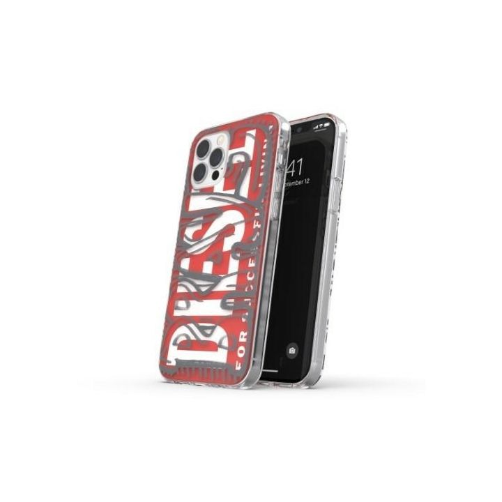 Diesel Snap Case Clear AOP iPhone 12 ProMax czerwono-szary/red-grey 42568 na NearMe.pl