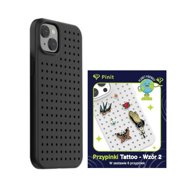 Zestaw Etui Pinit Dynamic + Tattoo PiniPhone 14 / 15 / 13 6.1" czarny/black wzór 2 na NearMe.pl