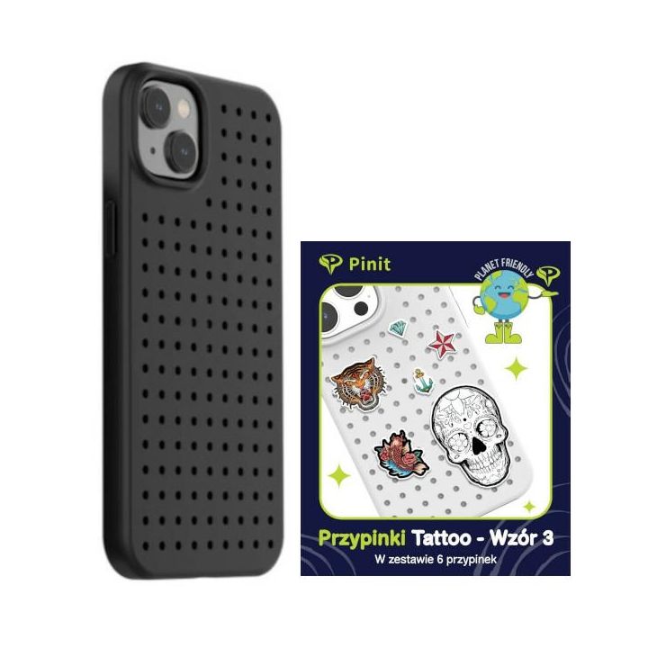 Zestaw Etui Pinit Dynamic + Tattoo PiniPhone 14 / 15 / 13 6.1" czarny/black wzór 3 na NearMe.pl