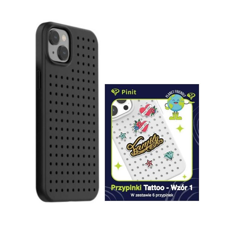 Zestaw Etui Pinit Dynamic + Tattoo PiniPhone 14 Plus / 15 Plus 6.7" czarny/black wzór 1 na NearMe.pl