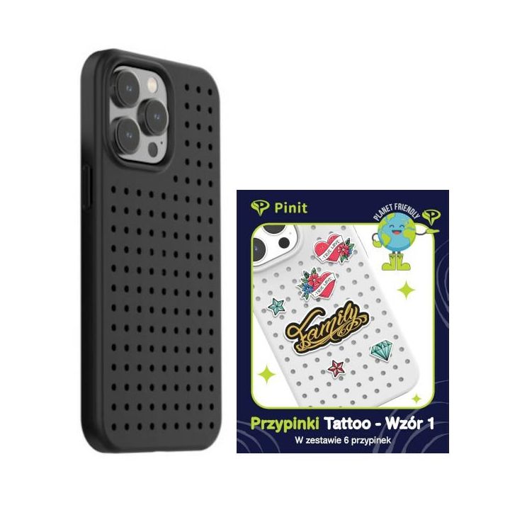Zestaw Etui Pinit Dynamic + Tattoo PiniPhone 14 Pro Max 6.7" czarny/black wzór 1 na NearMe.pl