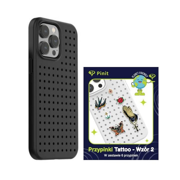 Zestaw Etui Pinit Dynamic + Tattoo PiniPhone 14 Pro 6.1" czarny/black wzór 2 na NearMe.pl