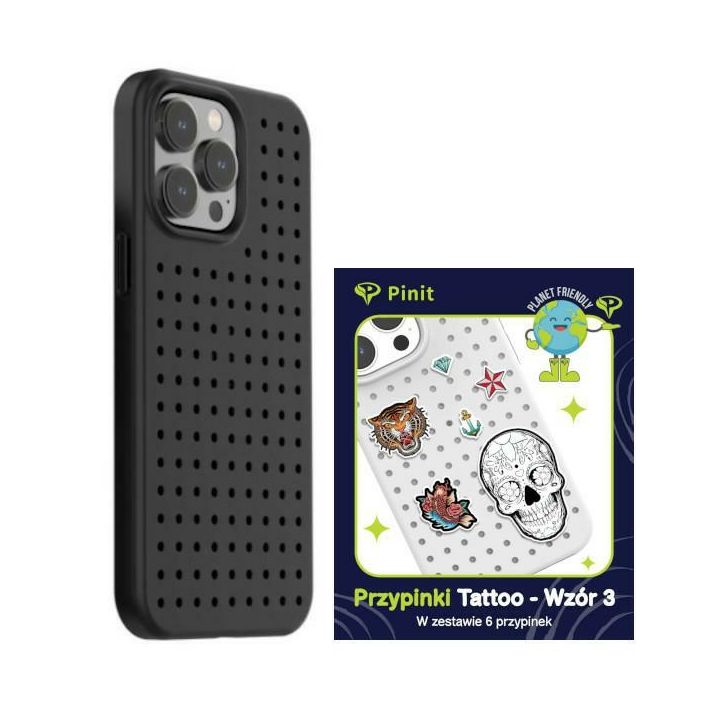 Zestaw Etui Pinit Dynamic + Tattoo PiniPhone 14 Pro Max 6.7" czarny/black wzór 3 na NearMe.pl