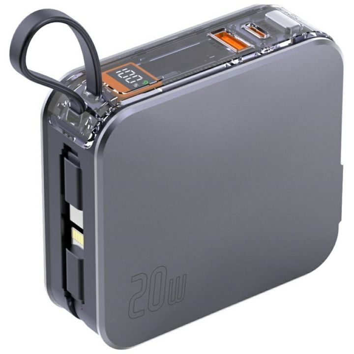 Powerbank 4smarts Lucid 3in1 Hybrid      Charger 10000mAh 20W z wbudowanym kablem USB-C / Lightning srebrny 541287 na NearMe.pl