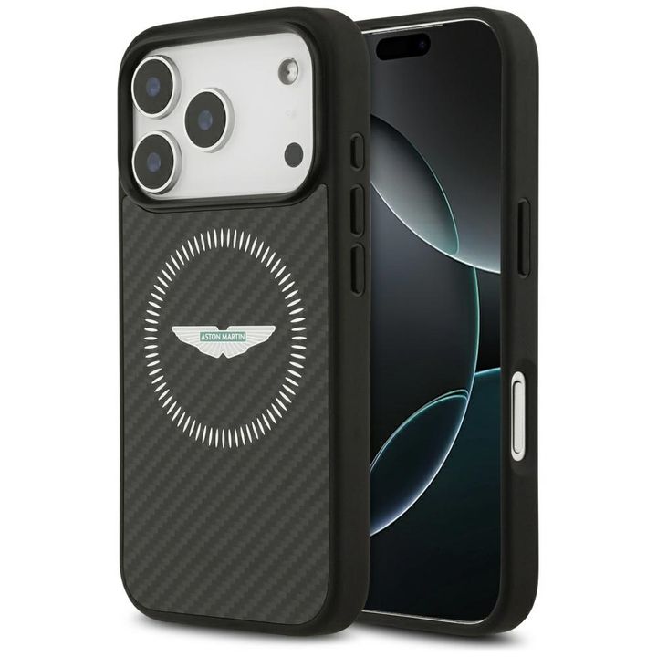 Etui Aston Martin HC Kevlar Counter      Design MagSafe do iPhone 17 Pro czarny na NearMe.pl
