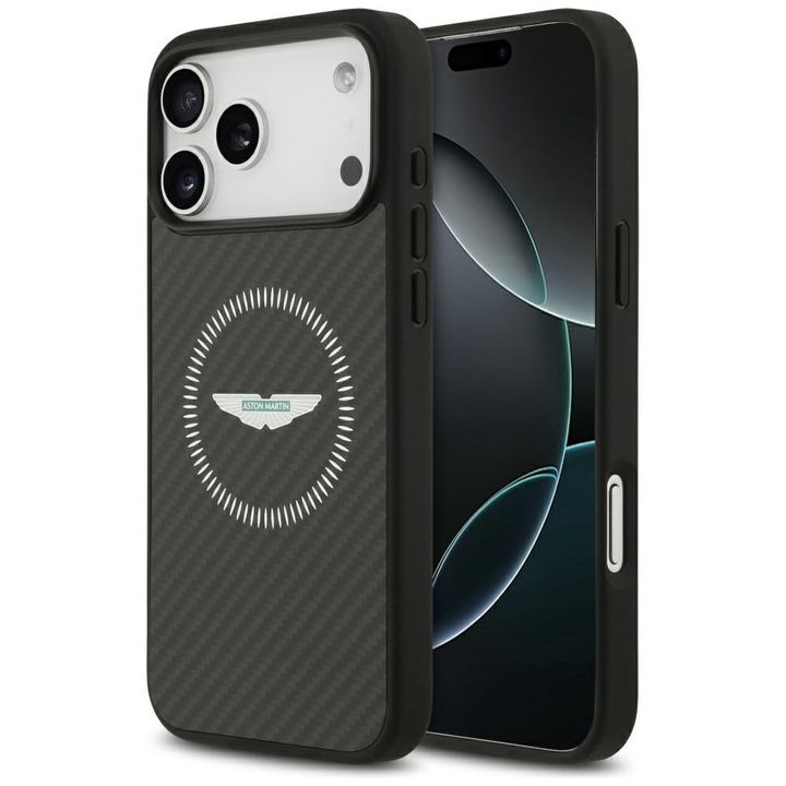 Etui Aston Martin HC Kevlar Counter      Design MagSafe do iPhone 17 Pro Max czarny na NearMe.pl