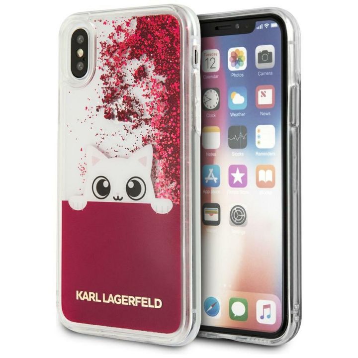 Karl Lagerfeld KLHCPXPABGFU iPhone Xfushia/różowy hard case Liquid Glitter na NearMe.pl