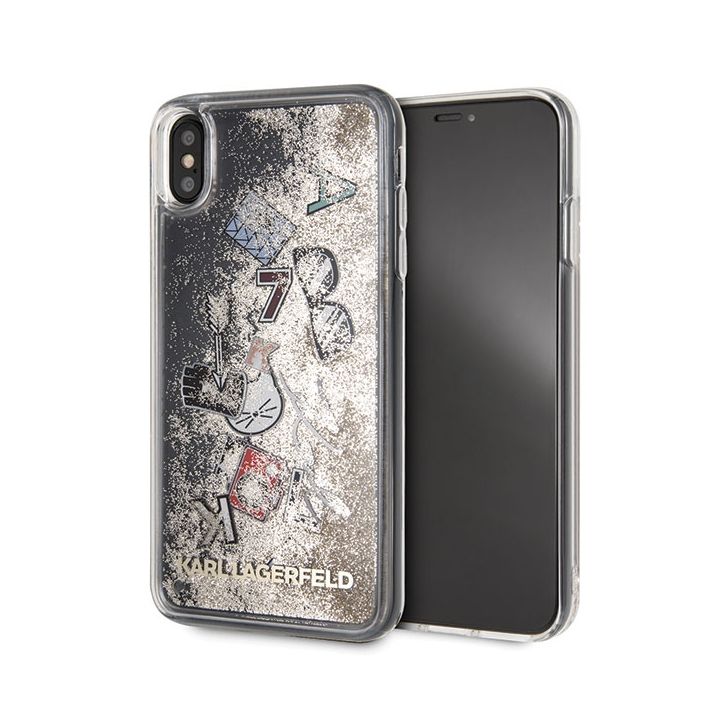 Karl Lagerfeld KLHCI65KSICGO iPhone Xs Max złoty/gold hard case Iconic Liquid Glitter na NearMe.pl