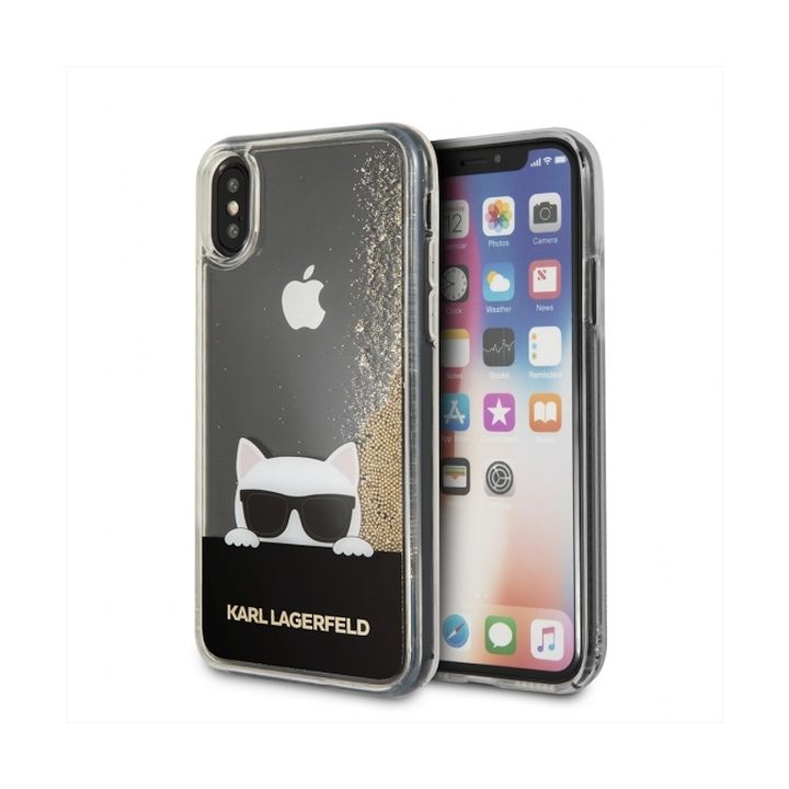 Karl Lagerfeld KLHCPXCHPEEGO iPhone Xgold/złoty hard case Liquid Glitter na NearMe.pl