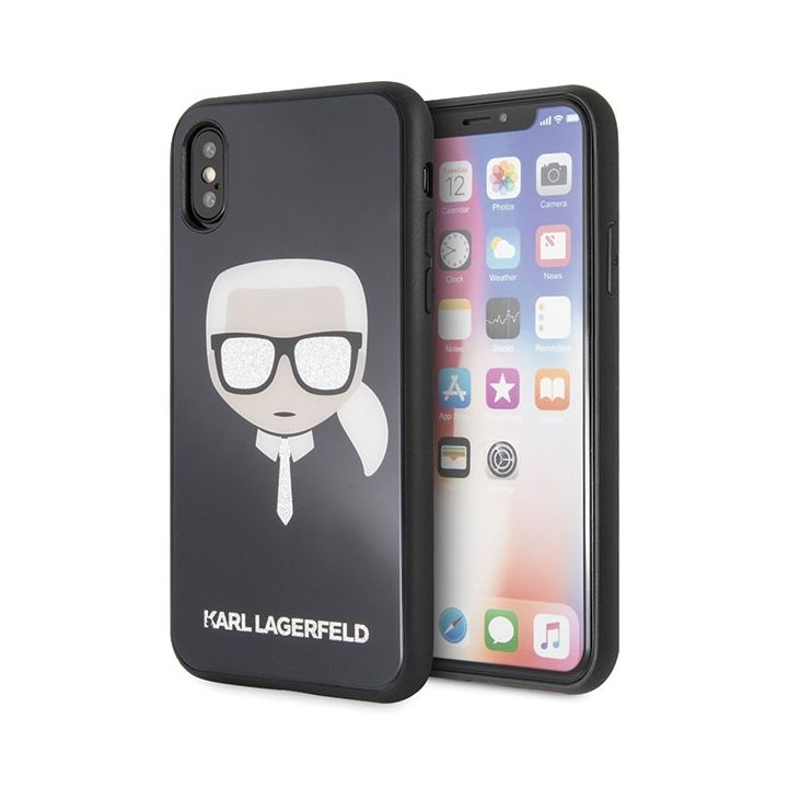 Karl Lagerfeld KLHCPXDLHBK iPhone X/Xsczarny/black Iconic Glitter Karl`s Head na NearMe.pl