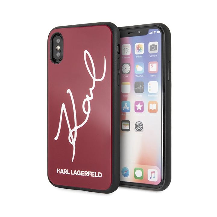 Karl Lagerfeld KLHCPXDLKSRE iPhone X/Xsczerwony/red hard case Signature Glitter na NearMe.pl