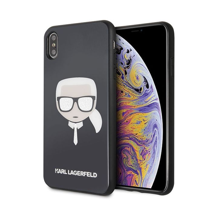 Karl Lagerfeld KLHCI65DLHBK iPhone XsMax czarny/black Iconic Glitter Karl`s Head na NearMe.pl