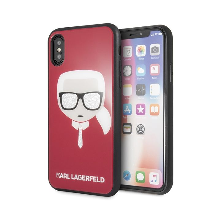 Karl Lagerfeld KLHCPXDLHRE iPhone X/Xsczerwony/red Iconic Glitter Karl`s Head na NearMe.pl