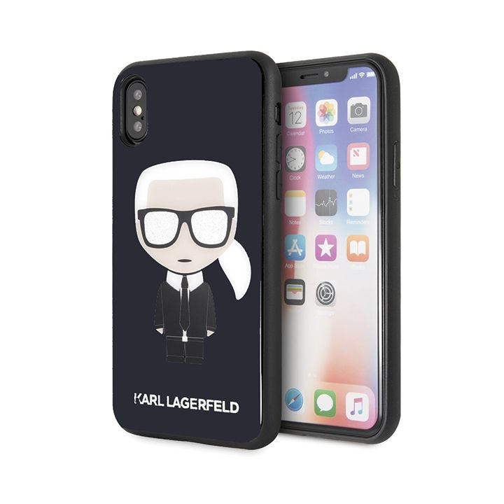 Karl Lagerfeld KLHCPXDLFKBK iPhone X/Xs navy black hard case Iconic Karl Glitter na NearMe.pl