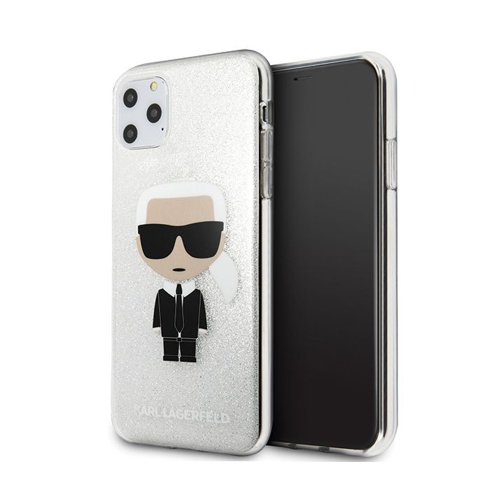 Karl Lagerfeld KLHCN65TPUTRIKSL iPhone   11 Pro Max srebrny/silver Glitter Ikonik Karl na NearMe.pl