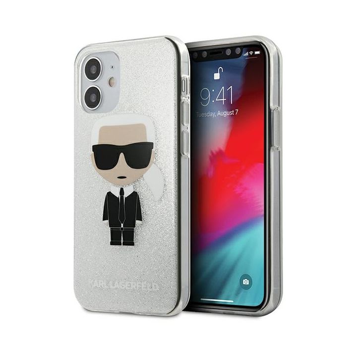 Karl Lagerfeld KLHCP12SPCUTRIKSL iPhone12 mini 5,4" srebrny/silver hardcase Glitter Ikonik Karl na NearMe.pl