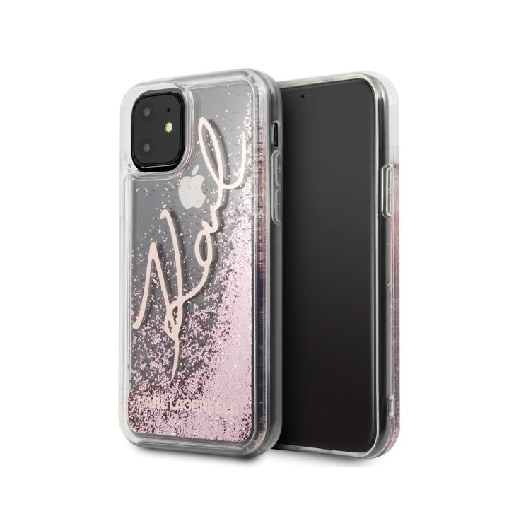 Karl Lagerfeld KLHCN61TRKSRG iPhone 116,1" / Xr różowo-złoty/rose gold Glitter Signature na NearMe.pl