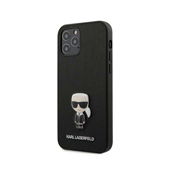 Karl Lagerfeld KLHCP12MIKMSBK iPhone 12/12 Pro 6,1" czarny/black hardcase Saffiano Ikonik Metal na NearMe.pl