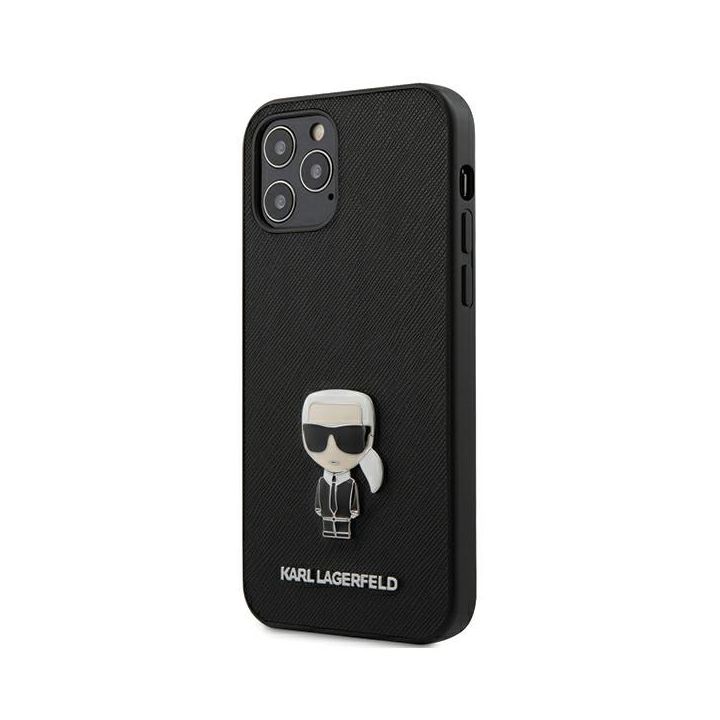 Karl Lagerfeld KLHCP12LIKMSBK iPhone 12Pro Max 6,7" czarny/black hardcase Saffiano Ikonik Metal na NearMe.pl