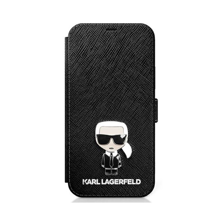 Karl Lagerfeld KLFLBKP12LIKMSBK iPhone 12 Pro Max 6,7" czarny/black book Saffiano Ikonik Metal na NearMe.pl