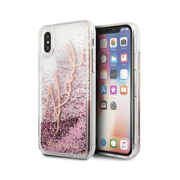 Karl Lagerfeld KLHCPXTRKSRG iPhone X/Xsróżowo-złoty/rose gold Glitter Signature na NearMe.pl