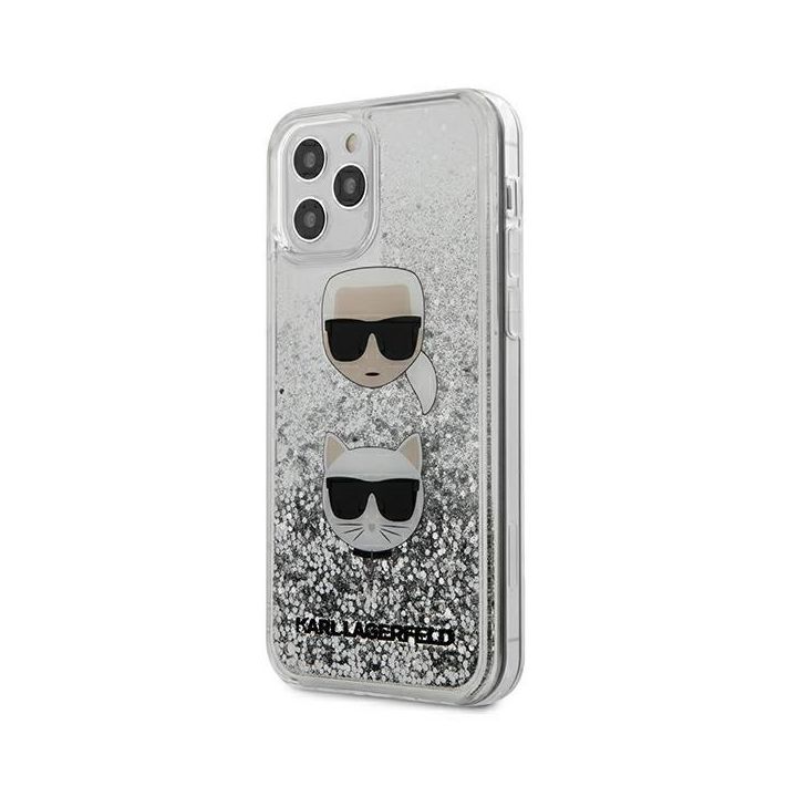 Karl Lagerfeld KLHCP12LKCGLSL iPhone 12 Pro Max 6,7" srebrny/silver hardcase Liquid Glitter Karl&Choupette na NearMe.pl
