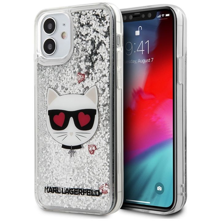 Karl Lagerfeld KLHCP12SLCGLSL iPhone 12 mini 5,4" srebrny/silver hardcase Liquid Glitter Choupette na NearMe.pl