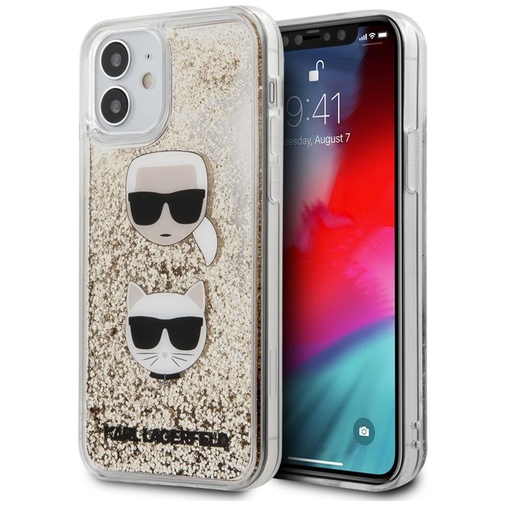 Karl Lagerfeld KLHCP12SKCGLGO iPhone 12 mini 5,4" złoty/gold hardcase Liquid Glitter Karl&Choupette na NearMe.pl