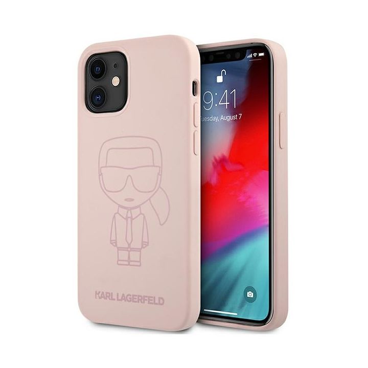 Karl Lagerfeld KLHCP12SSILTTPI iPhone 12 mini 5,4" Silicone Ikonik Outline różowy/pink na NearMe.pl