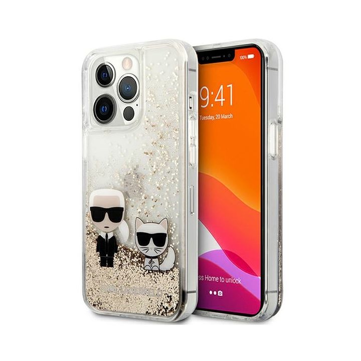 Karl Lagerfeld KLHCP13LGKCD iPhone 13Pro / 13 6,1" złoty/gold hardcase Liquid Glitter Karl&Choupette na NearMe.pl