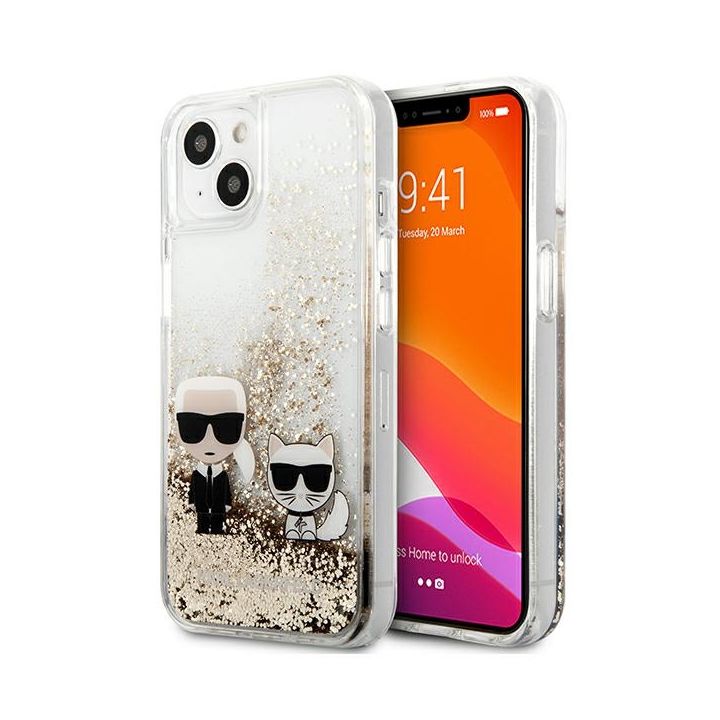 Karl Lagerfeld KLHCP13MGKCD iPhone 13/ 14 / 15 6,1" złoty/gold hardcase Liquid Glitter Karl&Choupette na NearMe.pl