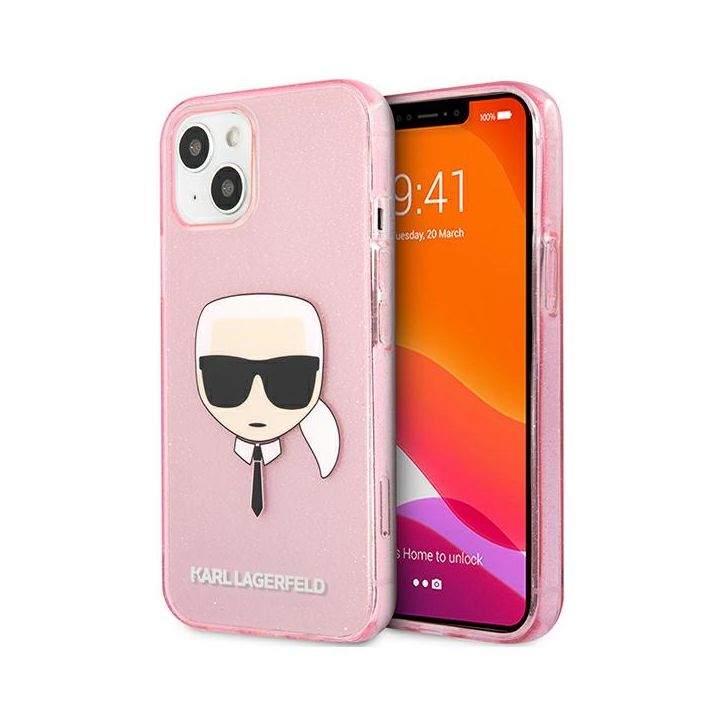 Karl Lagerfeld KLHCP13MKHTUGLP iPhone 13/ 14 / 15 6,1" różowy/pink hardcase Glitter Karl`s Head na NearMe.pl