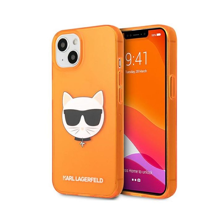 Karl Lagerfeld KLHCP13MCHTRO iPhone 13/ 14 / 15 6,1" pomarańczowy/orange hardcase Glitter Choupette Fluo na NearMe.pl
