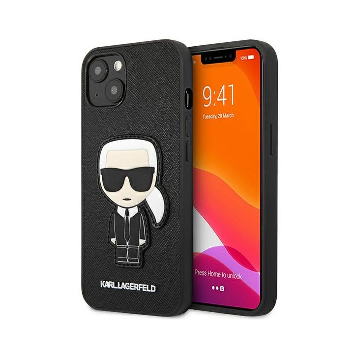 Karl Lagerfeld KLHCP13SOKPK iPhone 13 mini 5,4" czarny/black hardcase Saffiano Ikonik Karl`s Patch na NearMe.pl