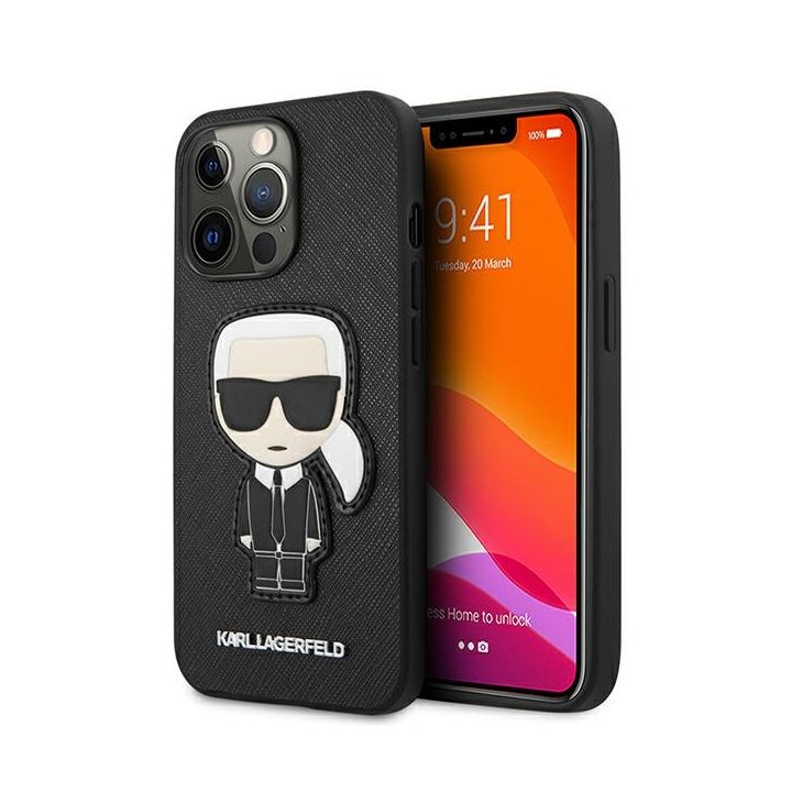 Karl Lagerfeld KLHCP13LOKPK iPhone 13Pro / 13 6,1" czarny/black hardcase Saffiano Ikonik Karl`s Patch na NearMe.pl