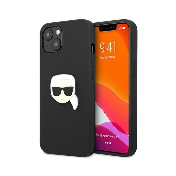 Karl Lagerfeld KLHCP13SPKMK iPhone 13mini 5,4" czarny/black hardcase Leather Ikonik Karl`s Head Metal na NearMe.pl
