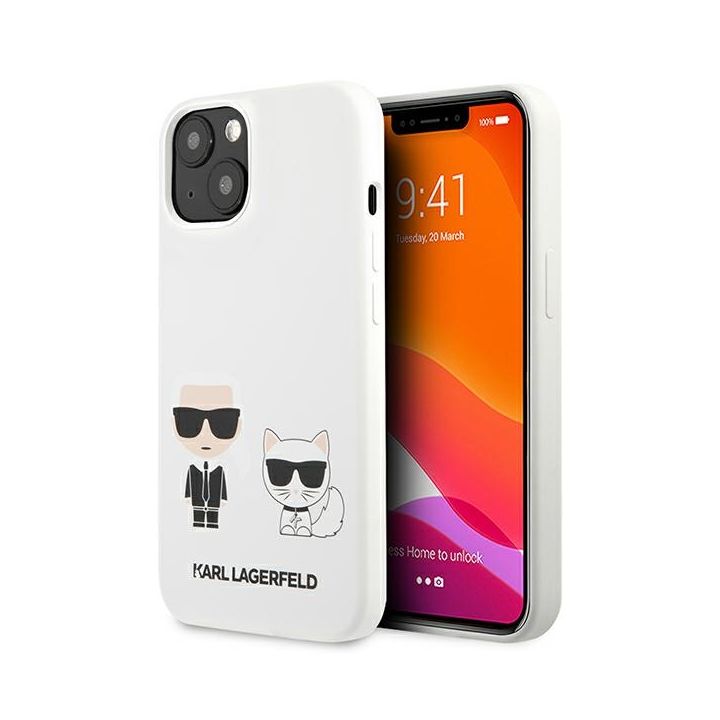 Karl Lagerfeld KLHCP13MSSKCW iPhone 13/ 14 / 15 6,1" hardcase biały/white Silicone Karl & Choupette na NearMe.pl