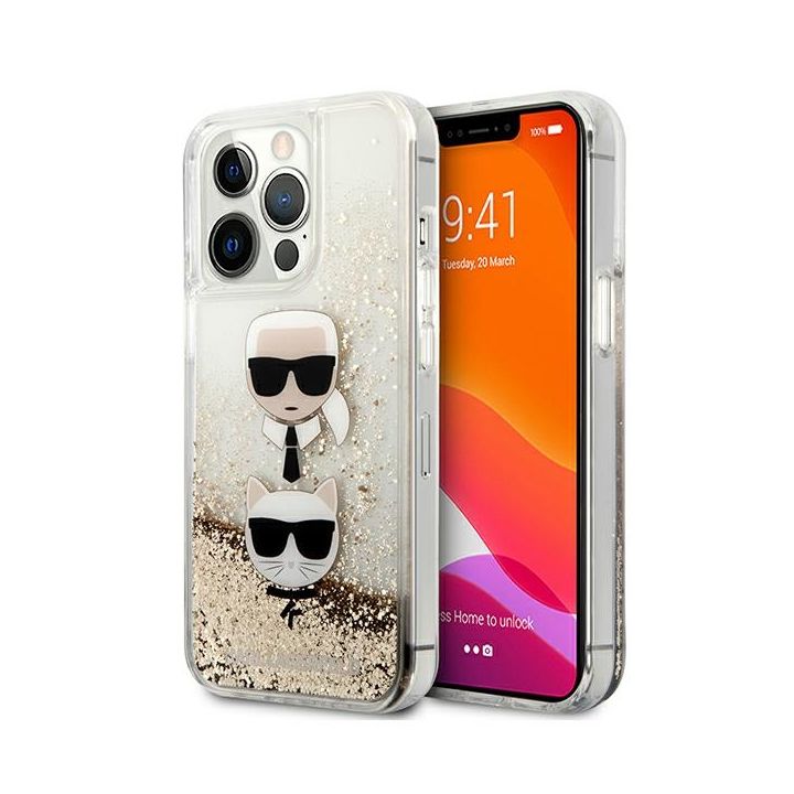 Karl Lagerfeld KLHCP13XKICGLD iPhone 13Pro Max 6,7" złoty/gold hardcase Liquid Glitter Karl&Choupette Head na NearMe.pl