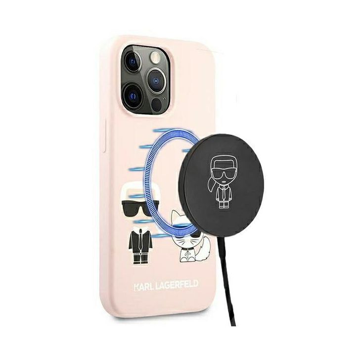 Karl Lagerfeld KLHMP13XSSKCI iPhone 13Pro Max 6,7" hardcase jasnoróżowy/light pink Silicone Ikonik Karl & Choupette Magsafe na NearMe.pl