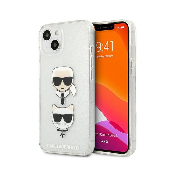 Karl Lagerfeld KLHCP13MKCTUGLS iPhone 13/ 14 / 15 6,1" srebrny/silver hardcase Glitter Karl`s & Choupette na NearMe.pl