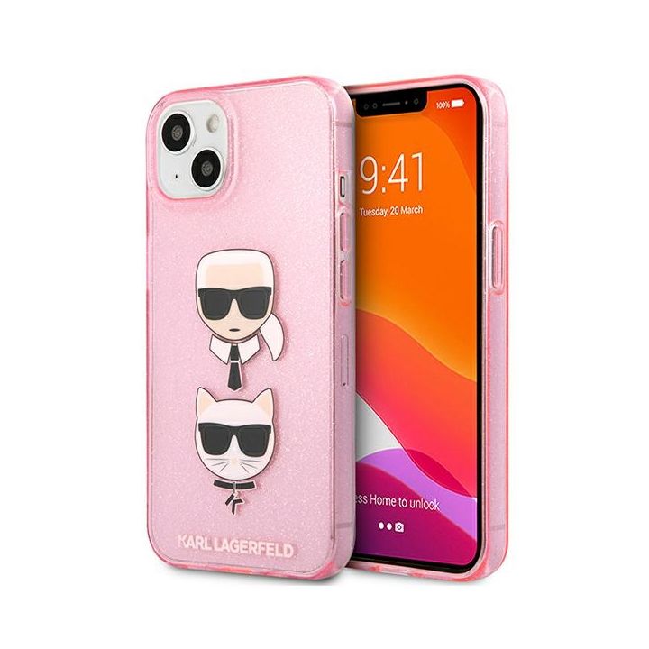 Karl Lagerfeld KLHCP13MKCTUGLP iPhone 13/ 14 / 15 6,1" różowy/pink hardcase Glitter Karl`s & Choupette na NearMe.pl