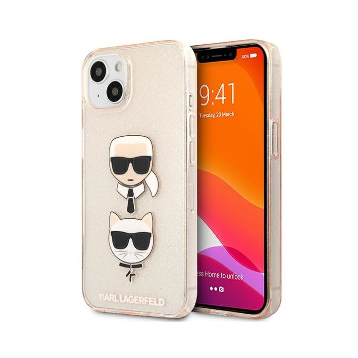 Karl Lagerfeld KLHCP13MKCTUGLGO iPhone13 / 14 / 15 6,1" złoty/gold hardcase Glitter Karl`s & Choupette na NearMe.pl