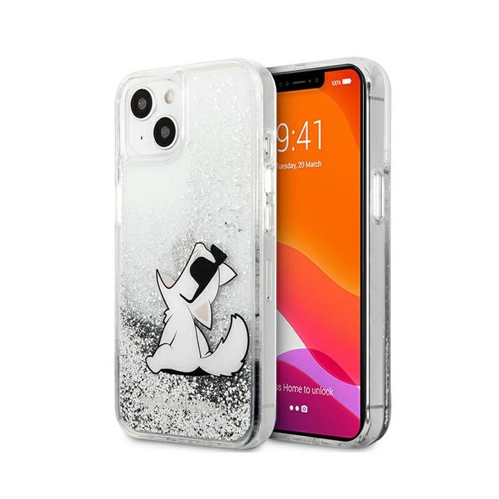 Karl Lagerfeld KLHCP13MGCFS iPhone 13/ 14 / 15 6,1" srebrny/silver hardcase Liquid Glitter Choupette Fun na NearMe.pl