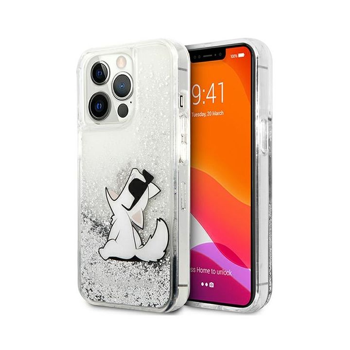 Karl Lagerfeld KLHCP13XGCFS iPhone 13Pro Max 6,7" srebrny/silver hardcase Liquid Glitter Choupette Fun na NearMe.pl