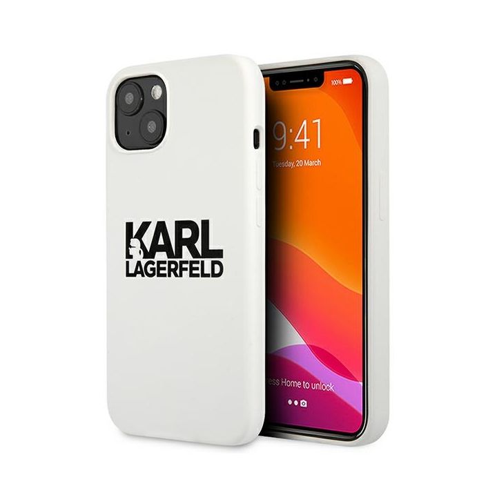 Karl Lagerfeld KLHCP13MSLKLWH iPhone 13/ 14 / 15 6,1" Silicone Stack Logo biały/white na NearMe.pl