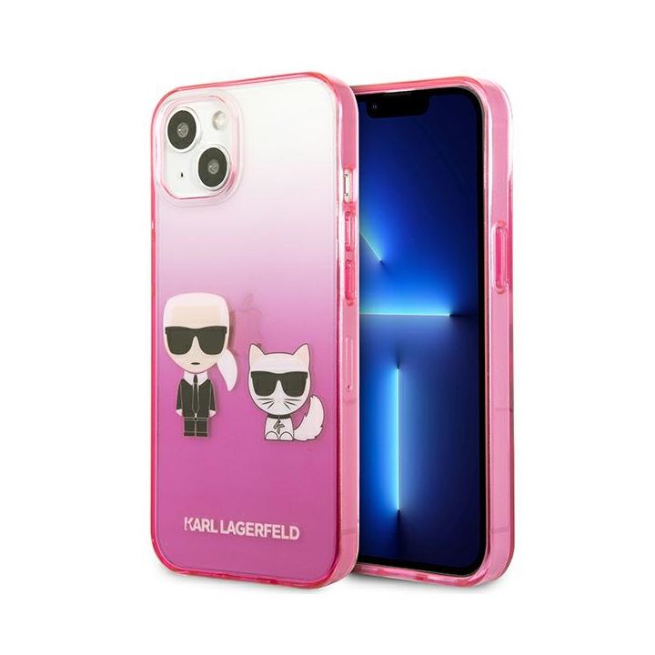 Karl Lagerfeld KLHCP13STGKCP iPhone 13mini 5,4" hardcase różowy/pink Gradient Ikonik Karl & Choupette na NearMe.pl