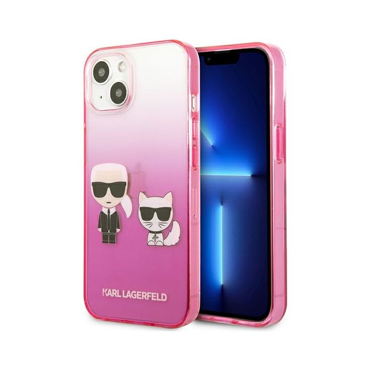 Karl Lagerfeld KLHCP13MTGKCP iPhone 13/ 14 / 15 6,1" hardcase różowy/pink Gradient Ikonik Karl & Choupette na NearMe.pl